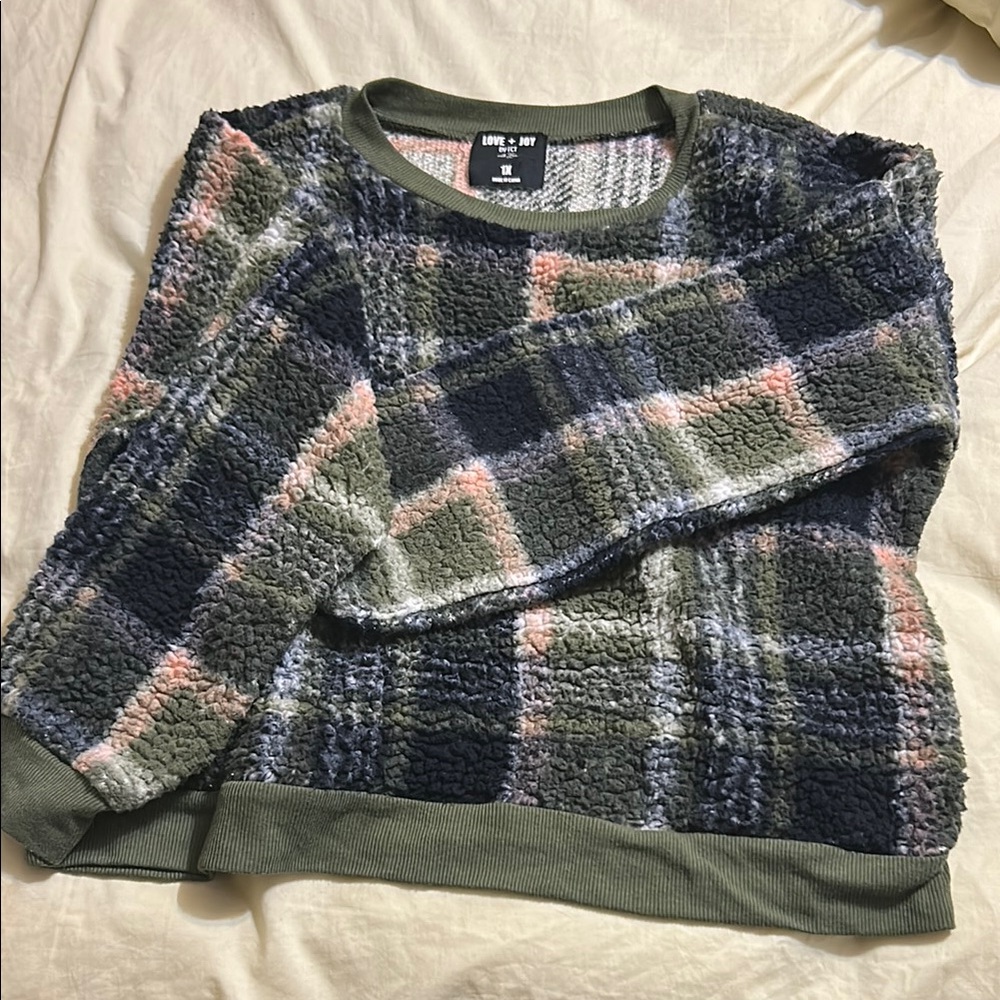 Love Fire Green and Blue Plaid Hoodie